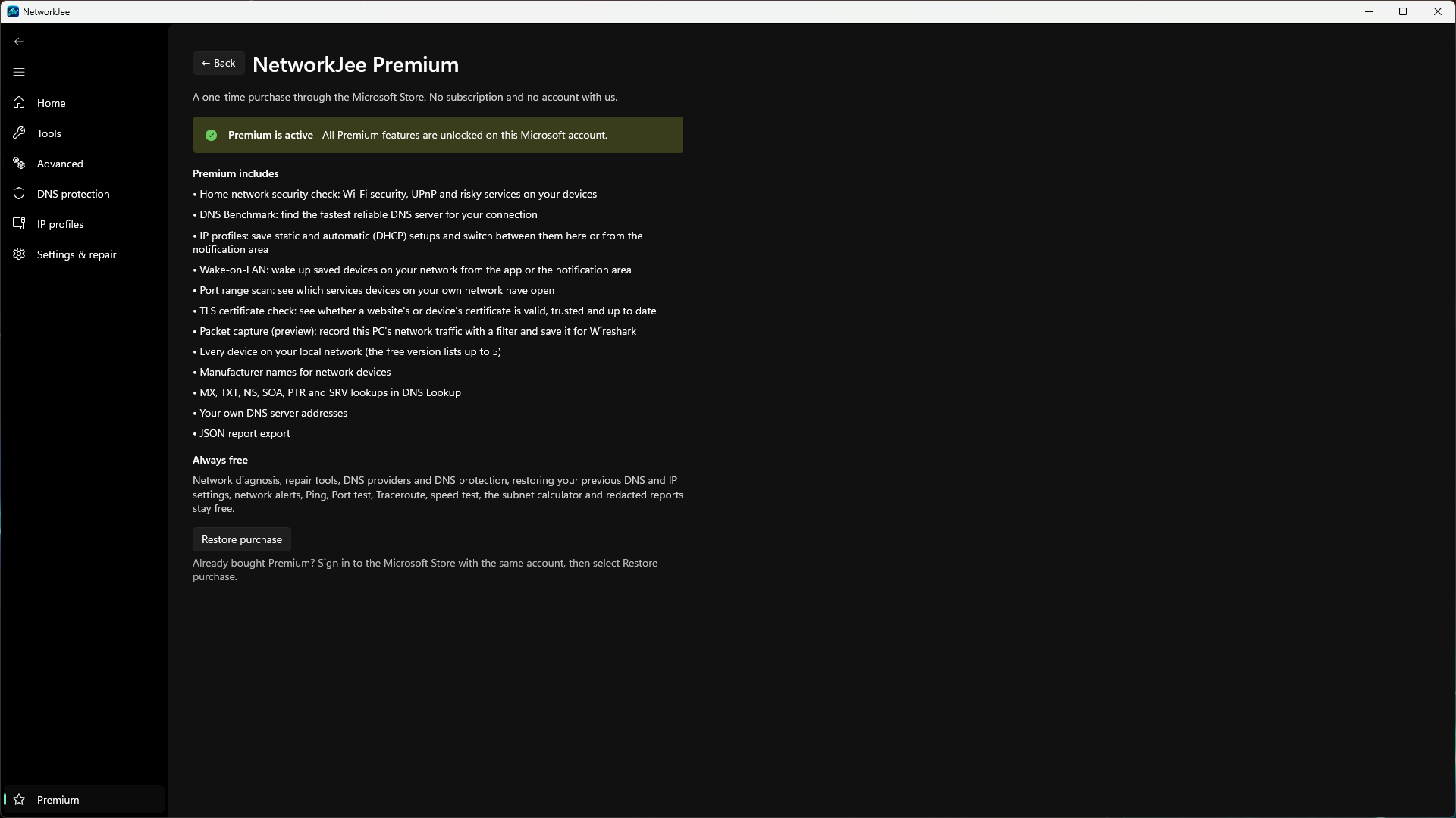 NetworkJeen maksuttomat ominaisuudet ja Premium-lisäosan sisältö.